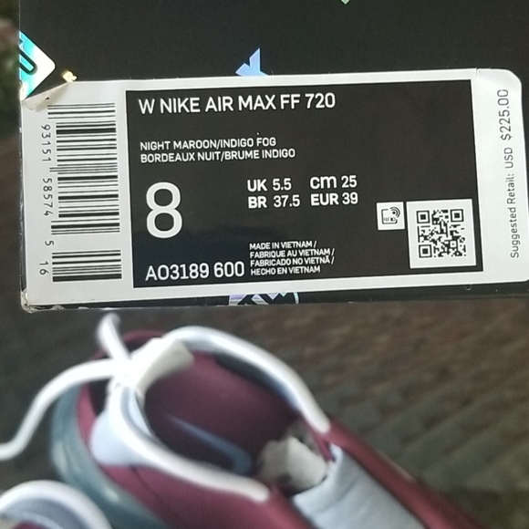 Nike Air Max FF 720 Athletic Shoes Night Maroon 8 - Picture 9 of 10
